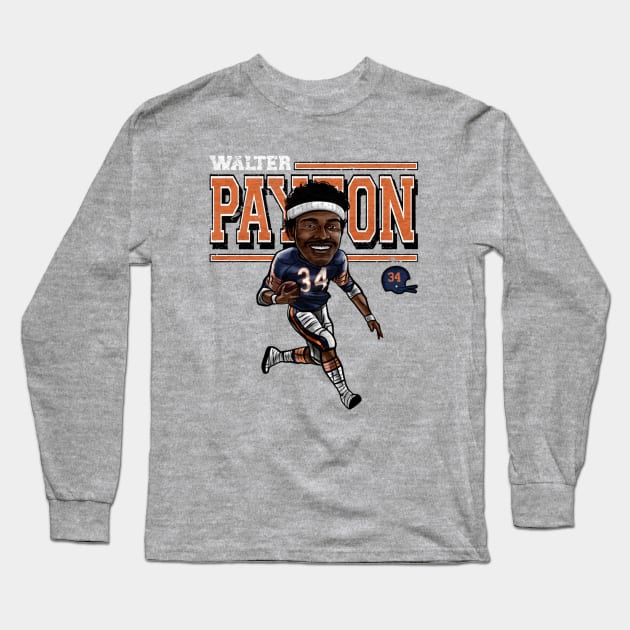 Walter Payton Chicago Cartoon Long Sleeve T-Shirt by MASTER_SHAOLIN